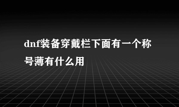 dnf装备穿戴栏下面有一个称号薄有什么用