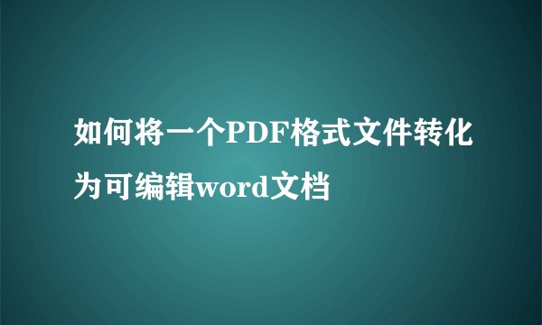 如何将一个PDF格式文件转化为可编辑word文档