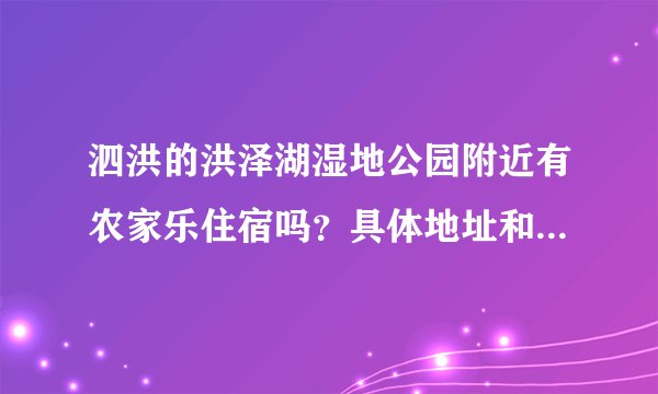 泗洪的洪泽湖湿地公园附近有农家乐住宿吗？具体地址和联系电话有吗？