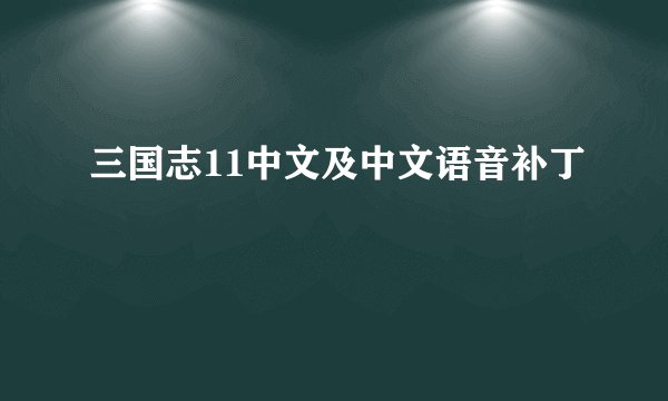 三国志11中文及中文语音补丁