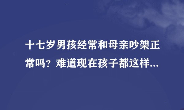 十七岁男孩经常和母亲吵架正常吗？难道现在孩子都这样吗？说他什么他比他妈还历害