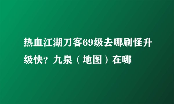 热血江湖刀客69级去哪刷怪升级快？九泉（地图）在哪
