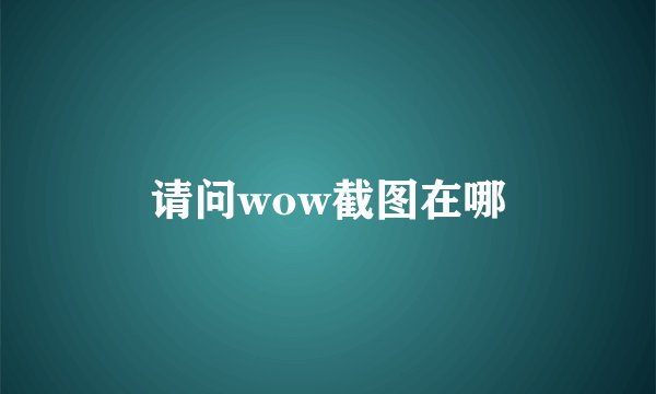 请问wow截图在哪
