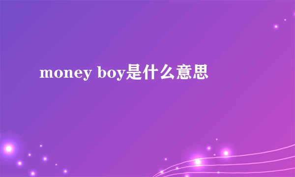 money boy是什么意思