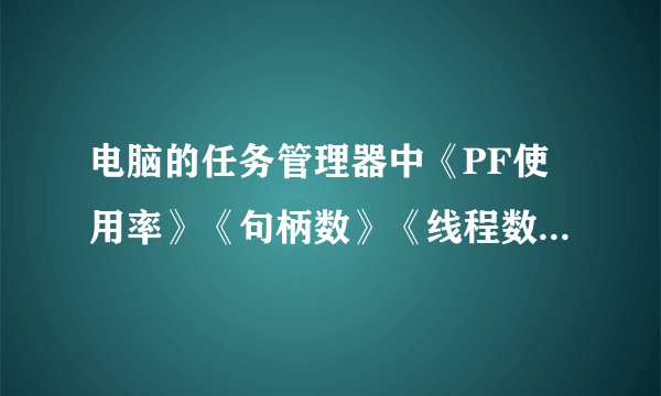 电脑的任务管理器中《PF使用率》《句柄数》《线程数》《物理内存》《核心内存》是什么意思？