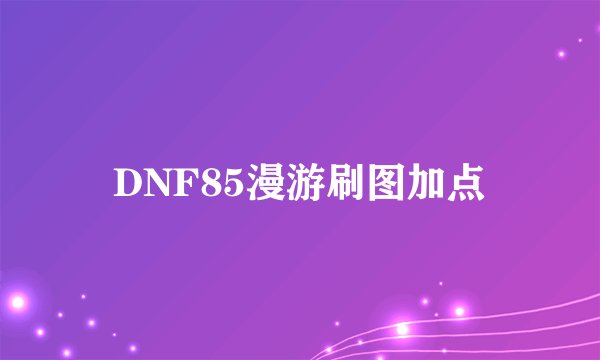 DNF85漫游刷图加点