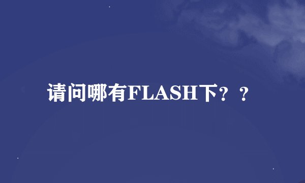 请问哪有FLASH下？？