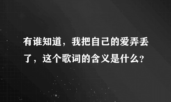 有谁知道，我把自己的爱弄丢了，这个歌词的含义是什么？