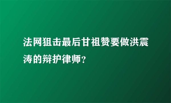 法网狙击最后甘祖赞要做洪震涛的辩护律师？