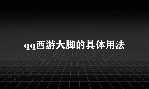 qq西游大脚的具体用法