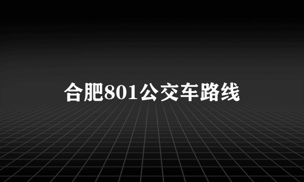 合肥801公交车路线