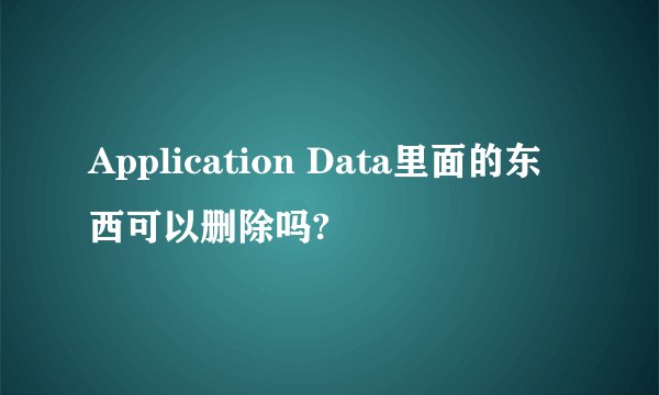 Application Data里面的东西可以删除吗?
