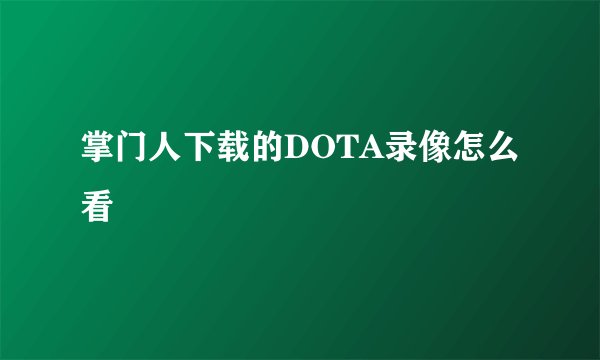 掌门人下载的DOTA录像怎么看