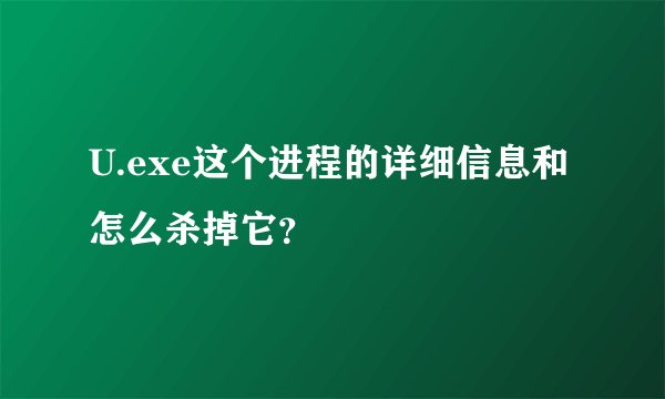 U.exe这个进程的详细信息和怎么杀掉它？