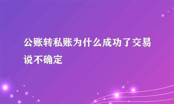 公账转私账为什么成功了交易说不确定