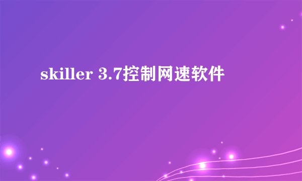 skiller 3.7控制网速软件