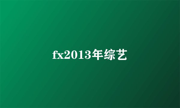 fx2013年综艺