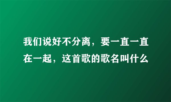 我们说好不分离，要一直一直在一起，这首歌的歌名叫什么