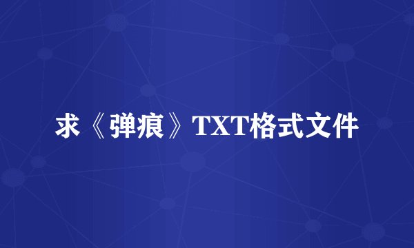 求《弹痕》TXT格式文件