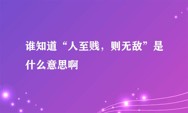 谁知道“人至贱，则无敌”是什么意思啊