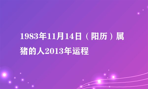 1983年11月14日（阳历）属猪的人2013年运程