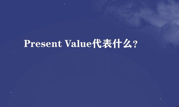 Present Value代表什么？