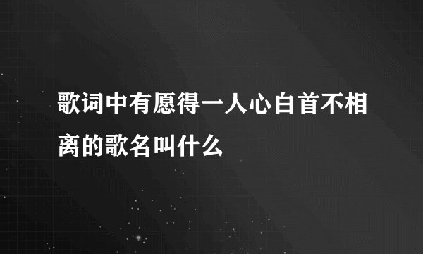 歌词中有愿得一人心白首不相离的歌名叫什么