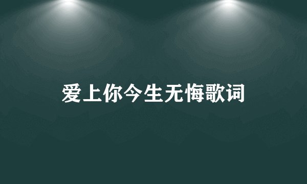爱上你今生无悔歌词