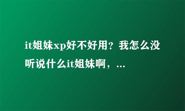 it姐妹xp好不好用？我怎么没听说什么it姐妹啊，但是我哥又说这个很好用，大家觉得如何?