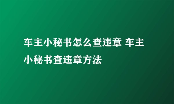 车主小秘书怎么查违章 车主小秘书查违章方法
