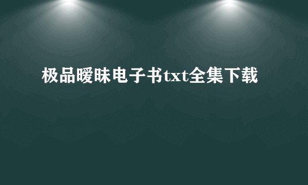 极品暧昧电子书txt全集下载