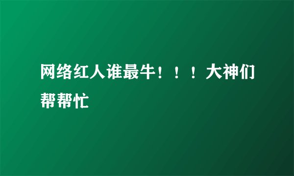 网络红人谁最牛！！！大神们帮帮忙