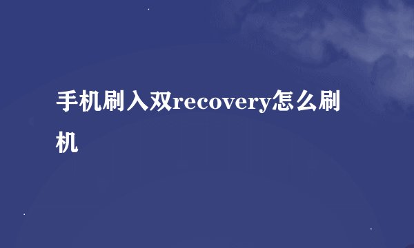 手机刷入双recovery怎么刷机