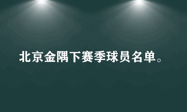 北京金隅下赛季球员名单。