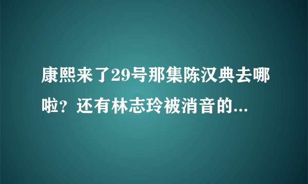 康熙来了29号那集陈汉典去哪啦？还有林志玲被消音的会是什么类？