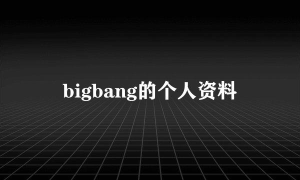 bigbang的个人资料