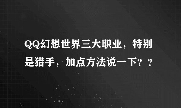 QQ幻想世界三大职业，特别是猎手，加点方法说一下？？