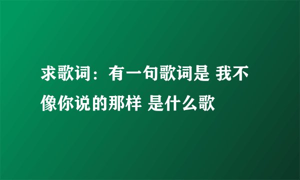 求歌词：有一句歌词是 我不像你说的那样 是什么歌