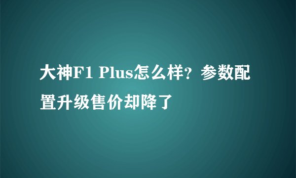 大神F1 Plus怎么样？参数配置升级售价却降了