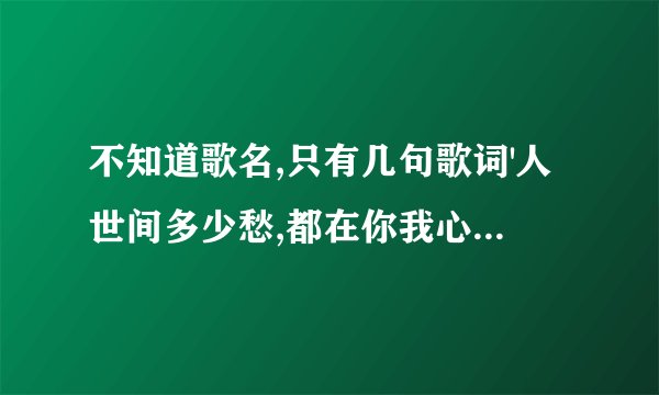 不知道歌名,只有几句歌词'人世间多少愁,都在你我心中.走遍千山万水,让你我共同度过.~~~ 都像过往云烟~~~~'