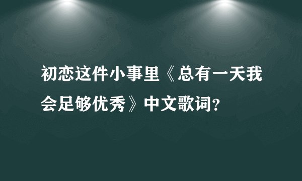 初恋这件小事里《总有一天我会足够优秀》中文歌词？