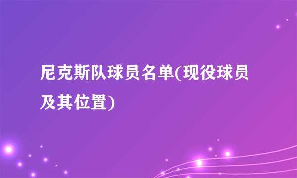 尼克斯队球员名单(现役球员及其位置)
