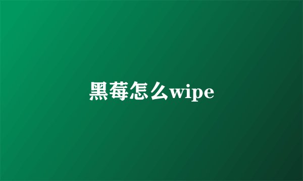 黑莓怎么wipe