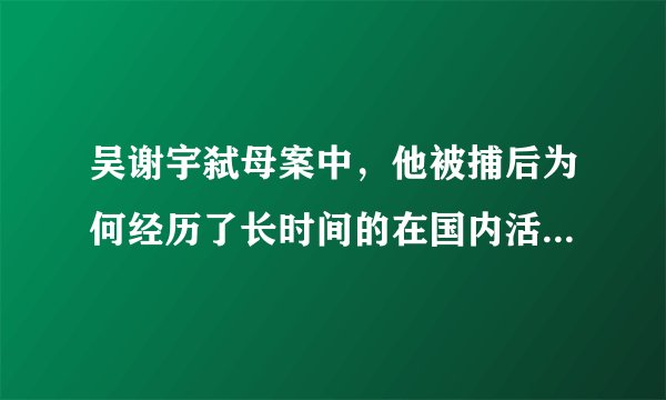 吴谢宇弑母案中，他被捕后为何经历了长时间的在国内活动且涉及多项罪名？