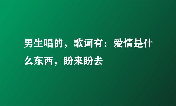 男生唱的，歌词有：爱情是什么东西，盼来盼去