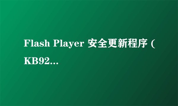 Flash Player 安全更新程序 (KB923789)为什么不能成功安装