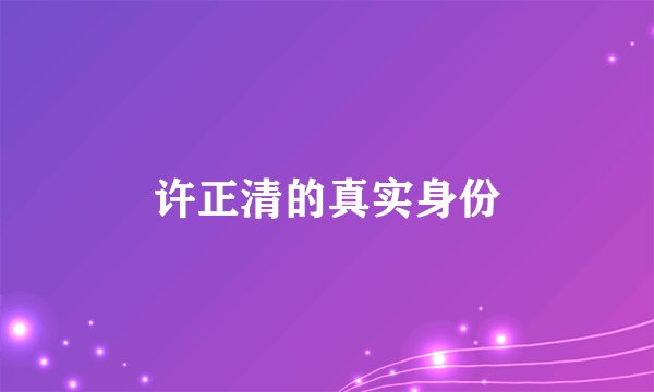 许正清的真实身份