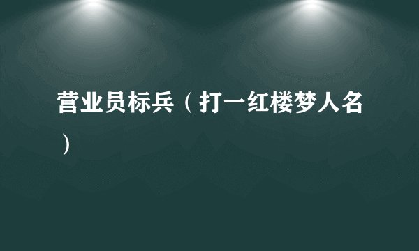 营业员标兵（打一红楼梦人名）