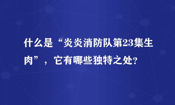 什么是“炎炎消防队第23集生肉”,它有哪些独特之处?