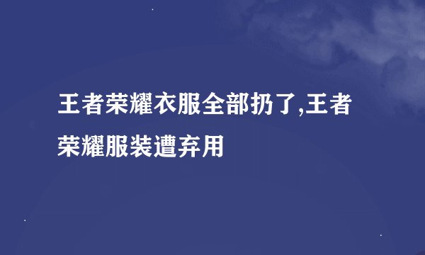 王者荣耀衣服全部扔了,王者荣耀服装遭弃用